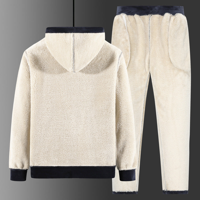 Winter Silver Fox Velvet Plus Size Sweatshirt And Sweatpants Two-piece Set