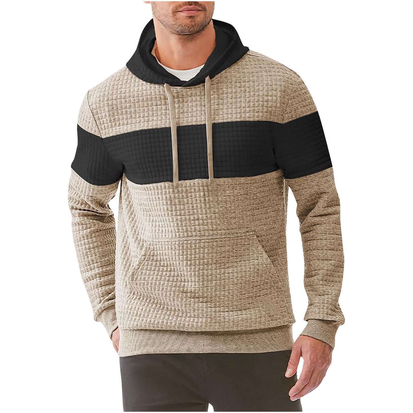 Men's Hooded Long-sleeved Sweater Drawstring